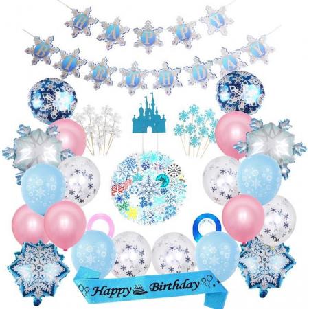 Joya Beauty® Frozen Thema Verjaardag Versiering | Kinder Decoratie | Feestpakket in Frozen Thema | Kinderfeestje | 96 stuks